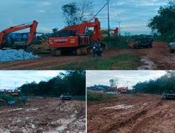 Jalan Depan Pondok Bupati Hancur, Alat Berat Menganggur Tak Difungsikan