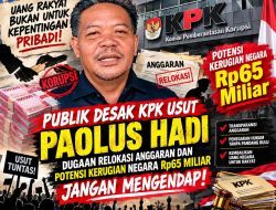 Publik Desak KPK Usut Paolus Hadi, Dugaan Relokasi Anggaran dan Potensi Kerugian Negara Rp65 Miliar Jangan Mengendap!